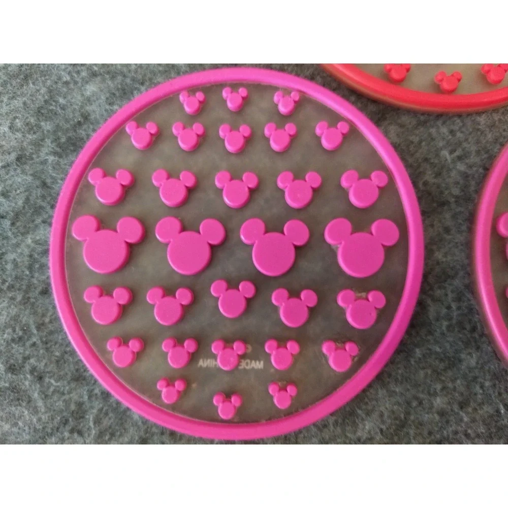 DISNEY Mickey Mouse Silicone Coasters‎ Lot of 5 Mickey Ears 3 Colors Stackable